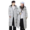 Chaqueta de plumas deportiva para hombre y mujer, estilo largo hasta la rodilla, engrosada para invierno, abrigo cálido, logo personalizable, corte holgado