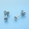 Brincos de Pino de Tigela Prata Esterlina S925 Banhado a Platina Porta-Contas Feito à Mão Inlay Meio Furo Acessórios de Brincos de Contas Redondas Porta Vazio
