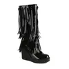 Botas Casuales de Cuero para Mujer con Punta Redonda Botas Estilo Martin con Funda Botas con Borlas de Doble Capa con Zapatos para Mujer Botas de Comercio Exterior