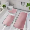 Explosiones Transfronterizas TEMU Juego de Baño Acolchado de Tres Piezas Alfombra Antideslizante Absorbente de Agua para Inodoro Alfombra de Coral
