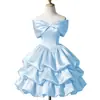 Vestido Corto Rosa de Hombros Descubiertos para Mujer, Adecuado para Banquetes, Fiestas de Estudiantes, Ceremonias de Mayoría de Edad, Fiestas de la Alta Sociedad, Vestidos de Princesa, Reuniones Anuales y Eventos de Anfitrión