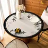Nuevo Mantel Redondo para Mesa de Comedor Estilo Chino, Impermeable al Aceite, Impermeable, Mantel de Cuero Lavable, Lujo Ligero, Sensación de Alta Gama, Mantel Protector de Superficie de Mesa