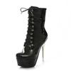 Botas Cortas de Cuero para Mujer con Punta Redonda Estilo Europeo y Americano con Cordones Delanteros Botas Martin con Plataforma Calzado para Mujer 40-47 Tallas Grandes Botas de Exportación