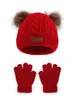 Amazon Transfronterizo Gorro de Punto para Niños Otoño e Invierno Set de Dos Piezas Gorro de Lana Gorro con Pompón Gorro Engrosado Cálido a Prueba de Viento