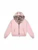 Sudadera Cálida de Orejas de Conejo Lindas para Otoño e Invierno Chaqueta de Forro con Estampado de Leopardo con Cremallera y Capucha
