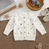2026 Nuevo Conjunto de Punto de Algodón Puro para Niñas Bordado de Corazones de Colores Suaves Cárdigan Redondo Monos para Niños