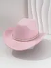Sombreros Europeos y Americanos para Hombres y Mujeres, Sombreros de Vaquero Suaves de Fieltro Estilo Británico, Modernos Sombreros de Fiesta Escenario Perlas y Pedrería Personalidad Retro Tendencia