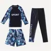 Novo Maiô Infantil Meninos Meninas Manga Longa Calça Longa Conjunto de Três Peças Proteção Solar Secagem Rápida Crianças Pequenas e Médias Roupa de Banho Quente
