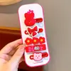 Nuevo pasador de Año Nuevo para niños, pasador rojo festivo lindo, clip lateral de flor de dibujos animados, tocado para traje de bebé