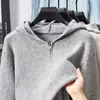 Moletom com capuz de tricô masculino, estilo casual outono e inverno, cardigã com zíper, estilo retrô americano, jaqueta solta para casal