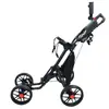 Carrinho de Golfe de Quatro Rodas, Carrinho Dobrável de Liga de Alumínio para Bolsa de Golfe, Carrinho de Golfe Puxado à Mão com Freio de Pé e Porta-Guarda-chuva