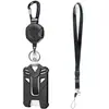 Pronto para Uso Transfronteiriço Fivela Retrátil Mosquetão de Alta Resistência Cordão Destacável Preto Porta-Crachá de Trabalho Pingente Fivela de Puxar Fácil