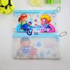 Coreano bonito cartoon transparente grade bag PVC lápis caso papelaria saco de armazenamento saco de arquivo de zíper de PVC personalizado
