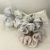 Goma para el pelo de tela con estampado de tinta estilo coreano con borde ribeteado incrustado, Cuerda para coleta estilo vintage, Accesorio para el pelo de moda
