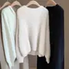 Suéter Corto de Cachemira para Mujer, Otoño/Invierno 2026, Versátil, Cuello Redondo, Corte Holgado, Estilo Europeo, Suéter Suave de Base de Lana