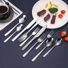 Acero Inoxidable Juego de Cinco Piezas Tenedor Cuchara Cuchillo para Carne y Tenedor para Comida Occidental Juego de Hotel Vajilla Transfronteriza Cuchara de Postre Mango Cuadrado Amazon