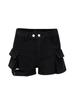 Shorts de mezclilla de trabajo de cintura alta y corte slim con doble botón de estilo retro americano para mujer, pantalones de pierna ancha, pantalones casuales, pantalones cortos, estilo nuevo de verano para mujer