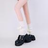 Calcetines Nuevos de Punto con Pompones de Patrón de Diamante para Mujer, Calentadores de Piernas Blancos de Media Pantorrilla, Calentadores de Piernas de Punto Trenzado de Color Sólido
