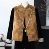 Novo conjunto de mãe estilo chinês com jaqueta colete de veludo dourado, novo modelo 2026, conjunto tradicional chinês de três peças de alta qualidade para mulheres de meia-idade e idosas