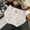 5172 color caramelo retro, bloques de color, fino, dulce, algodón puro, ropa interior para mujer, amigable con la piel, ajustado a la cadera, bragas de triángulo de talle medio para niñas, estilo nuevo