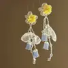 Pendientes de Flor Coloridos con Aguja de Plata Estilo Vacaciones de Verano, Pendientes de Moda de Lujo Ligero de Alta Gama, Accesorios para Orejas de Nicho para Mujeres