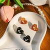 Pendientes de Resina con Forma de Corazón Estilo Retro Maillard Aguja Plateada Pendientes de Ámbar Caramelo de Alta Gama para Mujer