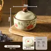 Panela de Cerâmica Estilo Retrô com Separação de Água e Tampa, Tigela para Ensopado Ninho de Pássaro, Tigela para Cozinhar Ovos no Vapor, Panela de Cerâmica Doméstica com Separação de Água, Tigela para Sopa, Louça
