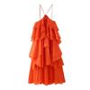 Aliexpress Ropa Transfronteriza Europea y Americana al por Mayor 2025 Principios de Primavera Nuevo Vestido Sexy Descubierto en la Espalda Decorado con Flores