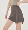 Nuevos shorts de falda deportiva de verano para mujer para fitness y Pilates, anti-exposición, anti-vergüenza, con panel trasero desmontable, al por mayor