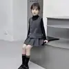 Conjunto de Ropa para Niñas 2025 Nuevo Elegante Moda Infantil Chaleco Conjunto de Tres Piezas para Niñas Mayores Top de Otoño Tendencia