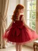 Vestido de bebé niña estilo europeo y americano transfronterizo, vestido de tirantes de tul hasta la rodilla, vestido de princesa para cumpleaños de un año con lazo