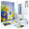 En stock en fábrica cortina de ducha de poliéster con impresión digital creativa cortina de ducha de flor de mariposa serie flor de mariposa cortina divisoria