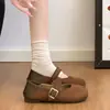 Zapatos Birkenstock de retazos de gamuza retro para mujer, nuevo modelo de otoño 2026, mocasines Mary Jane de una tira con suela blanda