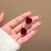 Pendientes rojos de Año Nuevo para mujer, otoño e invierno, con lazo, con clip para las orejas, nuevos pendientes de perla de Año Nuevo 2024