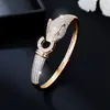Joyería Transfronteriza Europea y Americana, Pulsera Abierta para Mujer con Forma de Leopardo Sencilla y de Moda Incrustada de Circonita, Accesorio de Mano de Lujo Ligero de Alta Gama