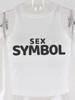 Chaleco corto sin mangas con cuello redondo y estampado de letras europeas y americanas, estilo sexy y atractivo, ajustado y con ombligo para chicas.