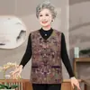 Coletes de primavera e outono para mulheres de meia-idade e idosas, coletes de vovó, coletes de outono para mães, coletes de outer wear estilo chinês para senhoras idosas