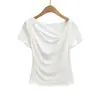 Camiseta Crop Top Tendência Manga Curta para Mulheres, Novo Design Verão 2026, Cintura Alta, Slim Fit, Top Sexy para Usar por Baixo