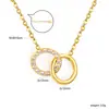 Collar con Colgante de Cadena de Serpiente Redonda de Diamante Hueco de Tres Anillos de Acero Inoxidable Nuevo Europeo y Americano Moda Exquisita Elegante Cadena para Clavícula