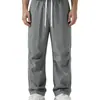 Calça masculina transfronteiriça, estilo europeu e americano, calça de trabalho esportiva listrada moderna de secagem rápida, calça longa casual de corte reto e caimento solto