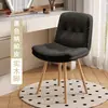 Silla de Maquillaje de Lujo Ligero, Taburete Tocador de Dormitorio, Taburete de Mesa Tocador Pequeño Apartamento Hogar Minimalista Moderno, Silla de Madera Maciza con Respaldo