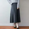 26 Nuevo Vestido de Punto Trenzado 100% Lana de Pierna Ancha para Citas Holgado Color Sólido Versátil Falda de Corte A Falda Larga de Paraguas Falda para Mujer