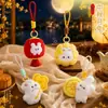 Colgante de felpa original para el Festival de Medio Otoño con cordón, lindo muñeco linterna de conejo lunar llavero, decoración para mochila, venta al por mayor de regalos