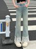 Pantalones de Niña Verano Finos 2025 Nuevo Estilo Vestido de Verano Estilo Occidental de Niña Ajustados con Encaje Divididos Jeans Rectos para Niños