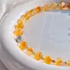 Conjunto de Pulseira e Colar de Cristal Amarelo Transparente Gelo Natural de Alta Qualidade Fecho Magnético Francês