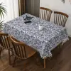 Mantel de imitación algodón-lino con estampado floral pequeño estilo pastoral americano, impermeable y a prueba de aceite, para mesas de café y mesas de comedor, con borlas de lujo ligero y tela decorativa vintage