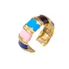 Anillo Abierto de Acero Inoxidable Tohm Color Esmalte Vintage Transfronterizo Esmalte de Goteo Versátil No se Desvanece Anillo para el Dedo Índice Venta al por Mayor