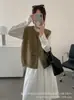Chaleco de punto trenzado retro para mujer, nuevo estilo otoño/invierno, cuello redondo, de un solo pecho, sin mangas, perfecto para usar en capas, efecto adelgazante, chaleco de punto