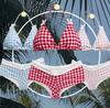 Dopamine Nuevo Cuadros Cuello Halter Bikini Boxer Traje de Baño de una Pieza para Mujer Envío Directo Estilo Pequeño Fresco Ins Traje de Baño con Abertura
