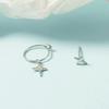 Pendientes de estrella asimétricos para mujer, estilo japonés y coreano, sencillos, pequeños y frescos, con hebilla circular para la oreja, para estudiantes, con nicho corto, hueco, para otoño.